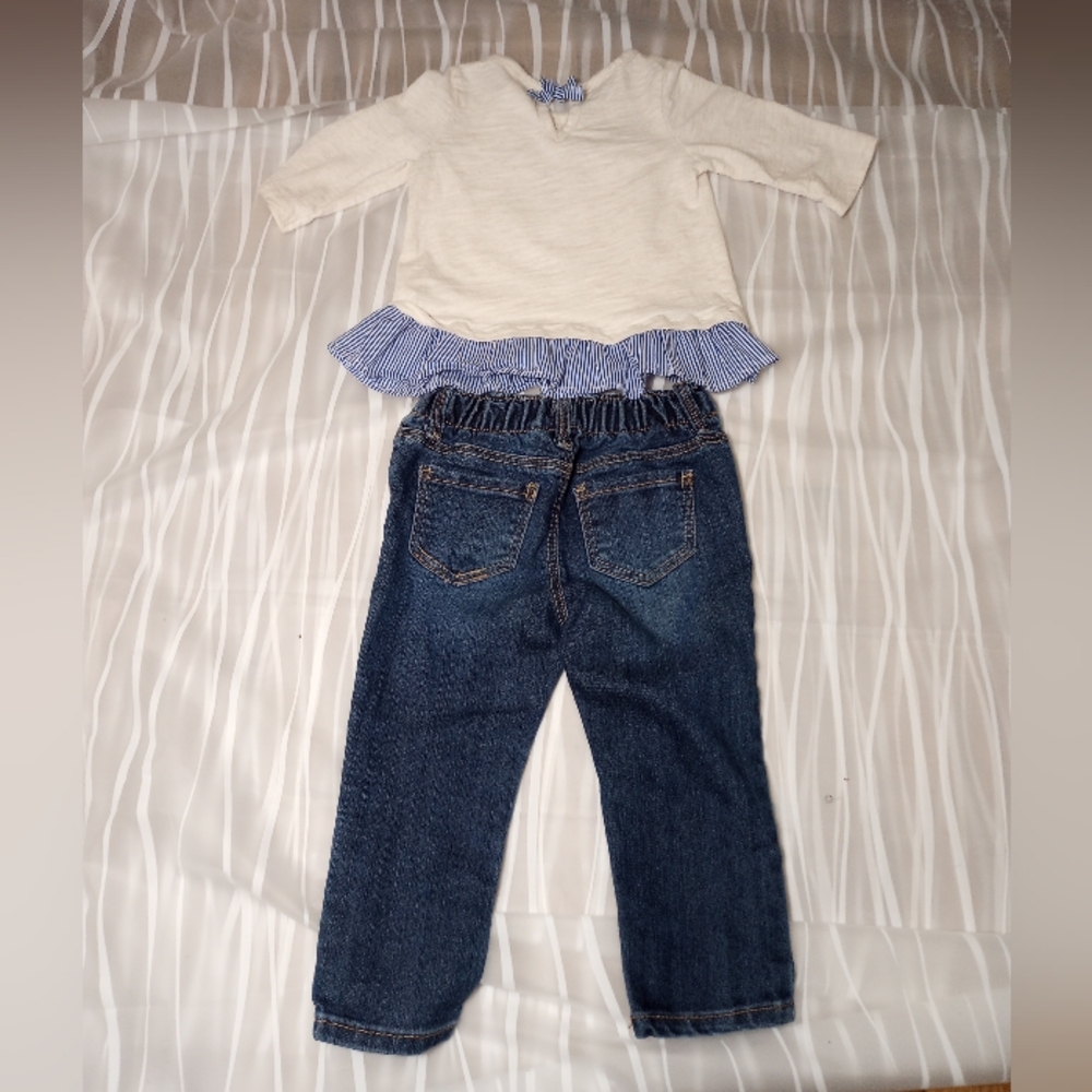 Oshkosh B'gosh Two piece Set Blue White Denim Size 18M - Picture 8 of 12